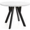 ESSTISCH Avero Black runder ausziehbarer, Kiefer weiß 80-160/80/77 cm - Schwarz/Weiß, Holz/Holzwerkstoff (80/80/77cm) - WFL GROUP