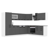 KÜCHE L-Form Julie, mit Arbeitsplatten, Silber matt - Dunkelgrau, Holz (460/204/60cm) - B BELINI GROUP