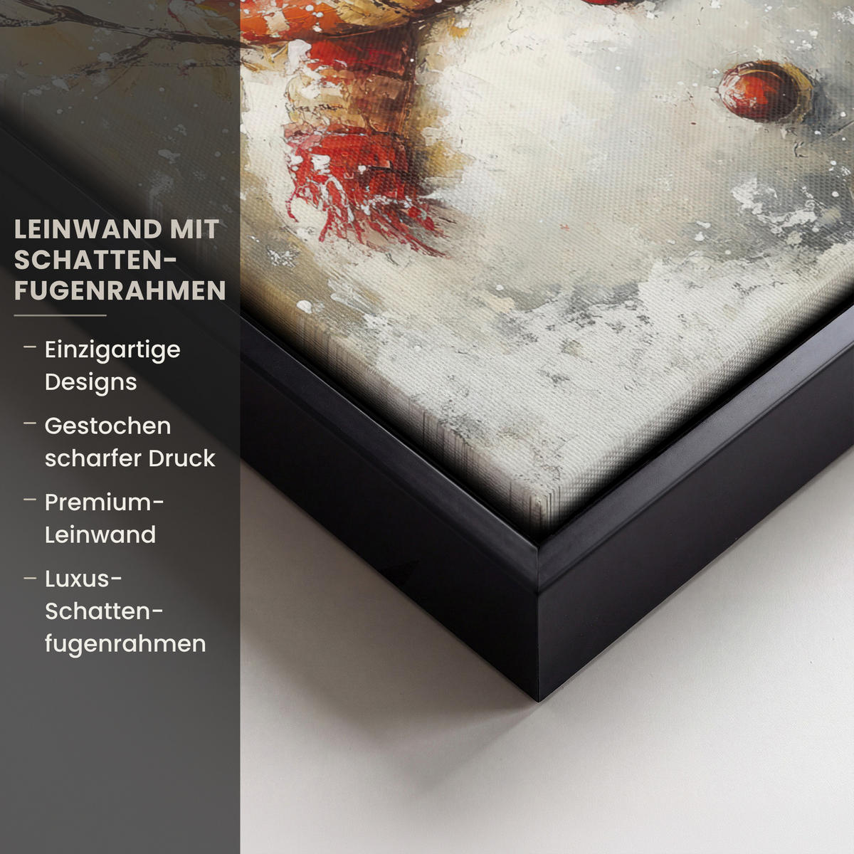 LEINWAND Bilder mit Rahmen - Schneemann - Winter - Schnee - Beige - 20x30 - Weiß, Textil (20/30cm) - MuchoWow