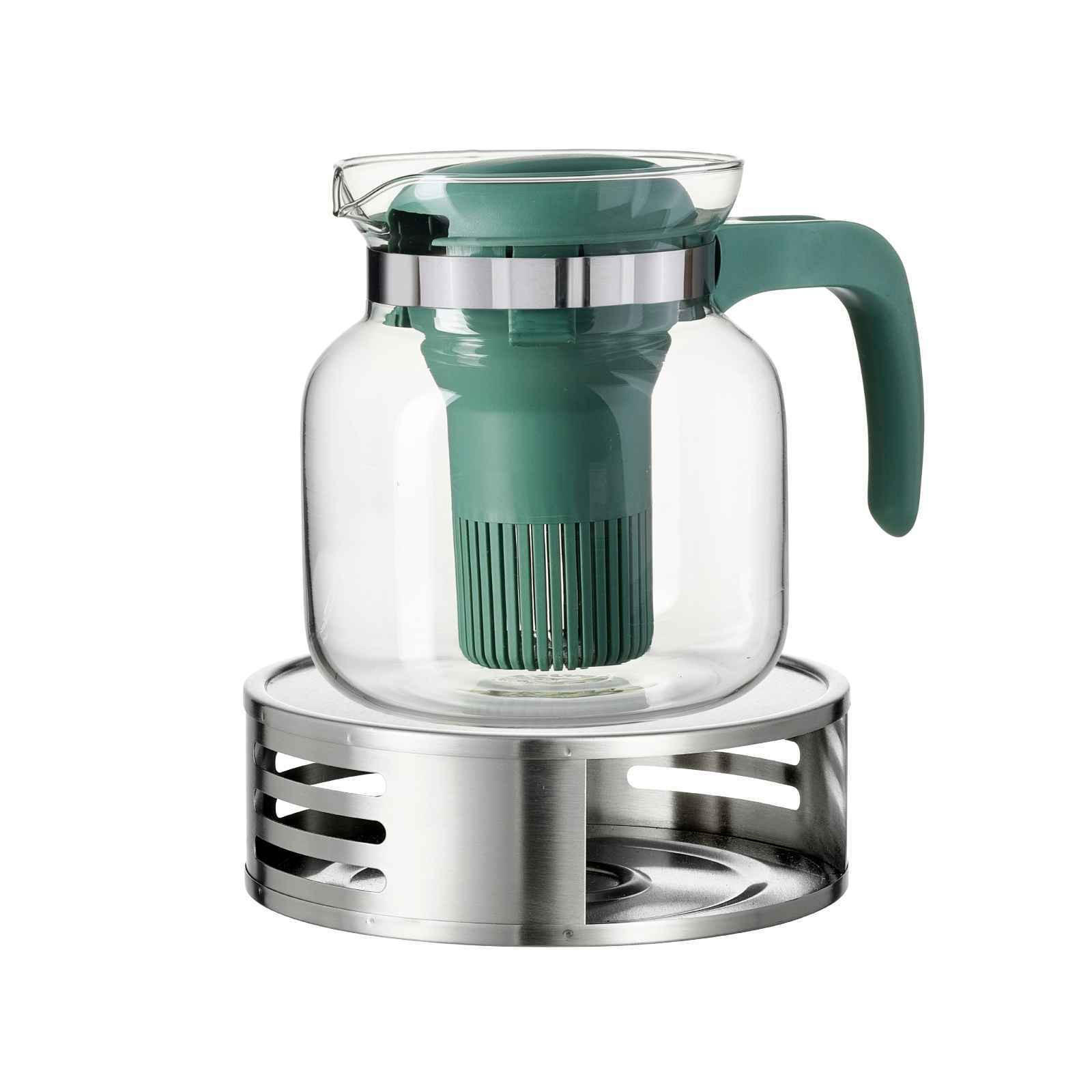 TEEKANNE MIT STÖVCHEN Salvia transparent 1 l 2er Set - Transparent, Glas/Metall (1L) - Ritzenhoff Breker