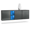 SIDEBOARD Cuba Türen in Grau Hochglanz - Grau, Holzwerkstoff (182/53/35cm) - Vladon