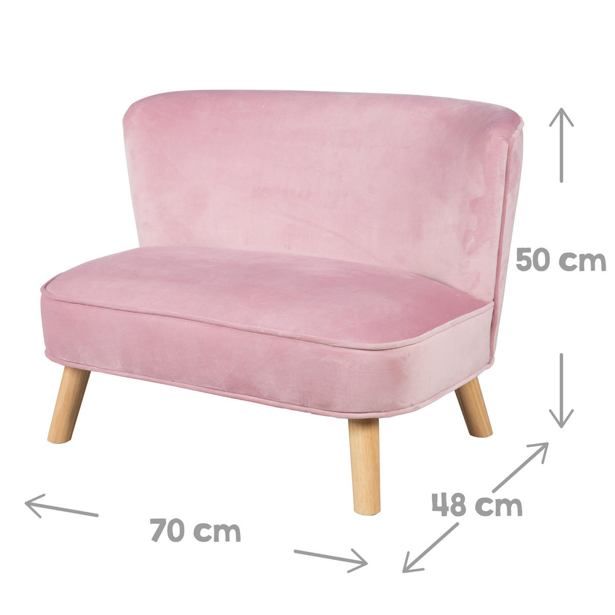 KINDERSOFA 3er-Set rosa / mauve - Rosa, Holzwerkstoff/Textil (70/50/48cm) - Roba