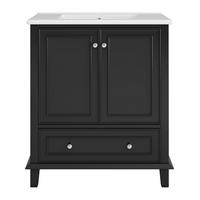 WASCHTISCHKOMBI 73/45/87 cm Schwarz aus MDF und Keramik mit Stauraum - Schwarz, Holzwerkstoff (73/87/45cm) - OKMYHOME