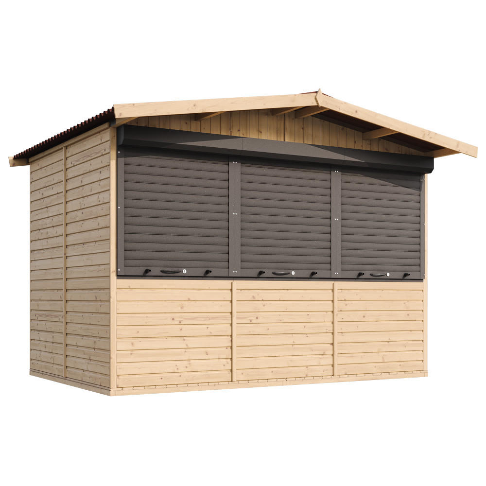 MARKTBUDE Holz M150AZ Gartenhaus- 263 x 336 cm / 6 m² - Beige, Holz (336/232/263cm) - Timbela
