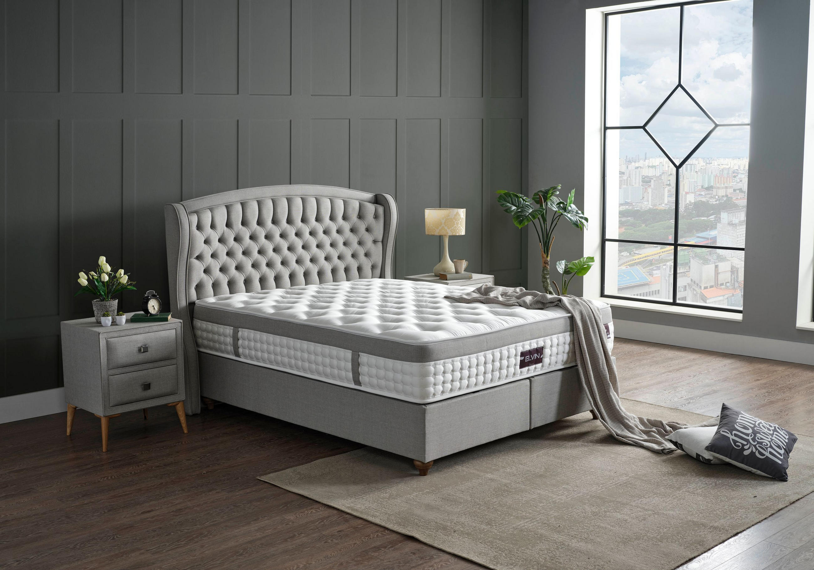POLSTERBETT-SET Elvin 160x200 Grau - Bett inkl. Matratze - Grau, Metall (160/200cm) - Villa Möbel