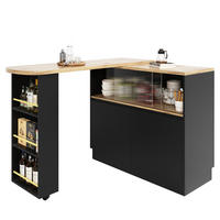 STEHTISCH mit Stauraum und Schiebetüren – Multifunktionaler Bartisch 120 cm - Schwarz, Holzwerkstoff/Metall (90/100/45cm) - Urban Meuble