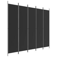 PARAVENT 5-teilig Schwarz 250/220 Cm Stoff - Schwarz, Textil (250/220/0.1cm) - vidaXL