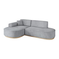 ECKSOFA Ottomane Links MARI-L1-v1 - 243x171x83 cm Grau Velours - Grau, Holzwerkstoff/Textil (243/171cm) - ALTDECOR