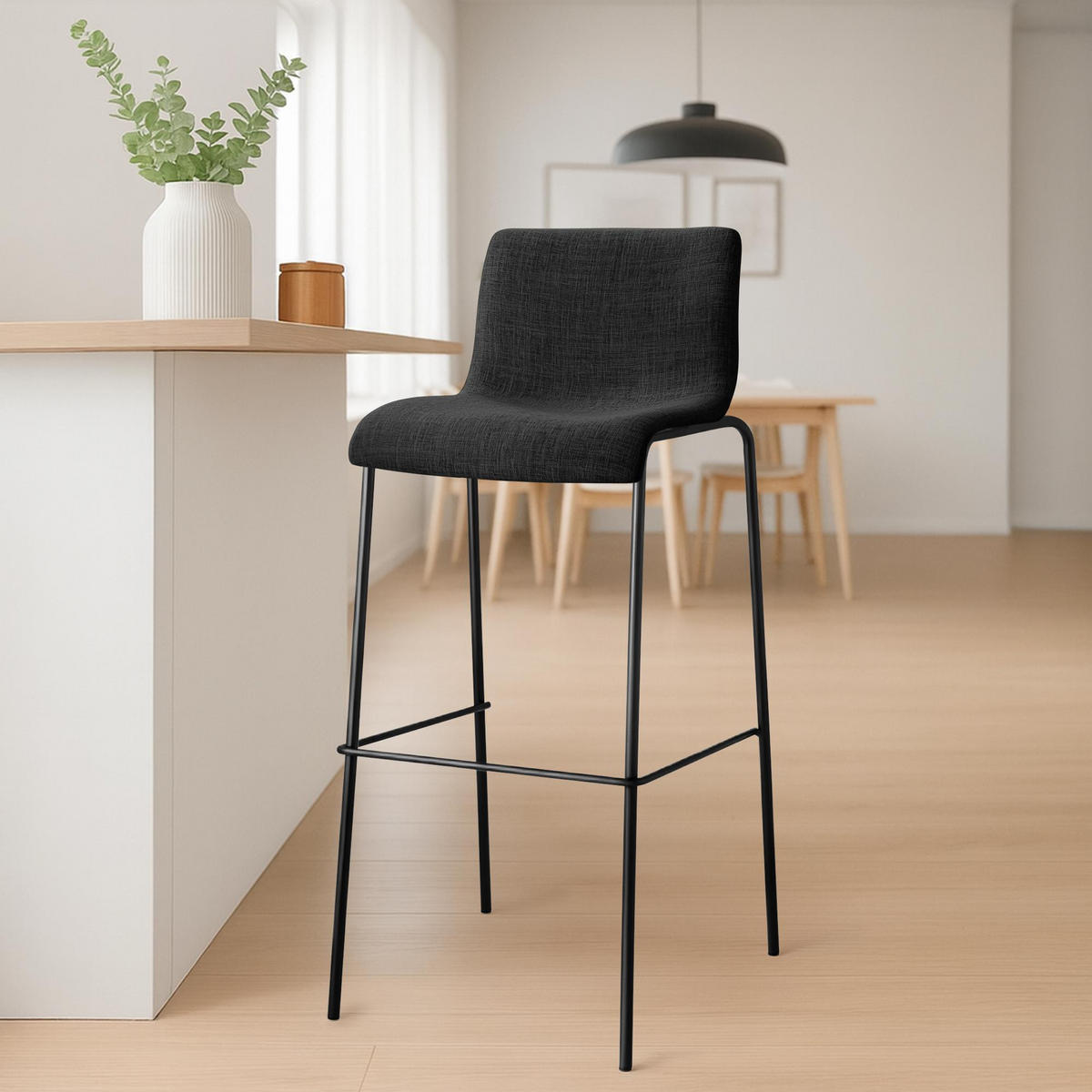 BARHOCKER Stoff Dunkelgrau - Dunkelgrau/Schwarz, Textil/Metall (43/100/48cm) - CLP
