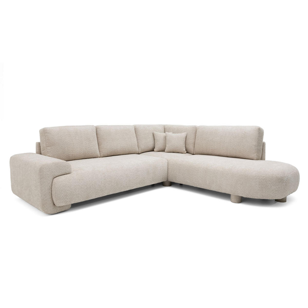 4-SITZER Ecksofa MIRABEL L Rechts 255x285 cm Bouclé Creme - Creme, Holz/Kunststoff (255/285cm) - Muffo