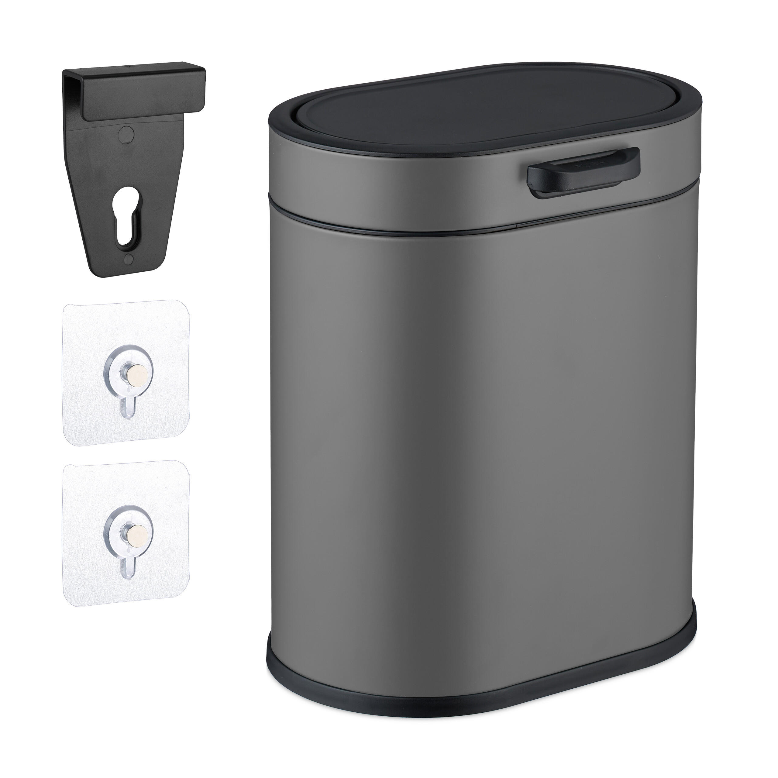 MÜLLEIMER - Grau, Kunststoff/Metall (24/29.5/19.5cm) - Relaxdays