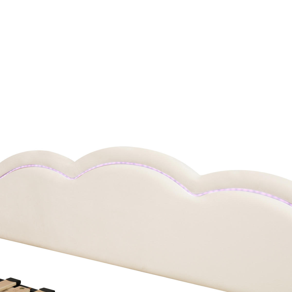 SAMT-POLSTERBETT 90/200 cm ausziehbar auf 180/200 cm mit LED und USB - Beige, Textil (90/200cm) - BEAOK