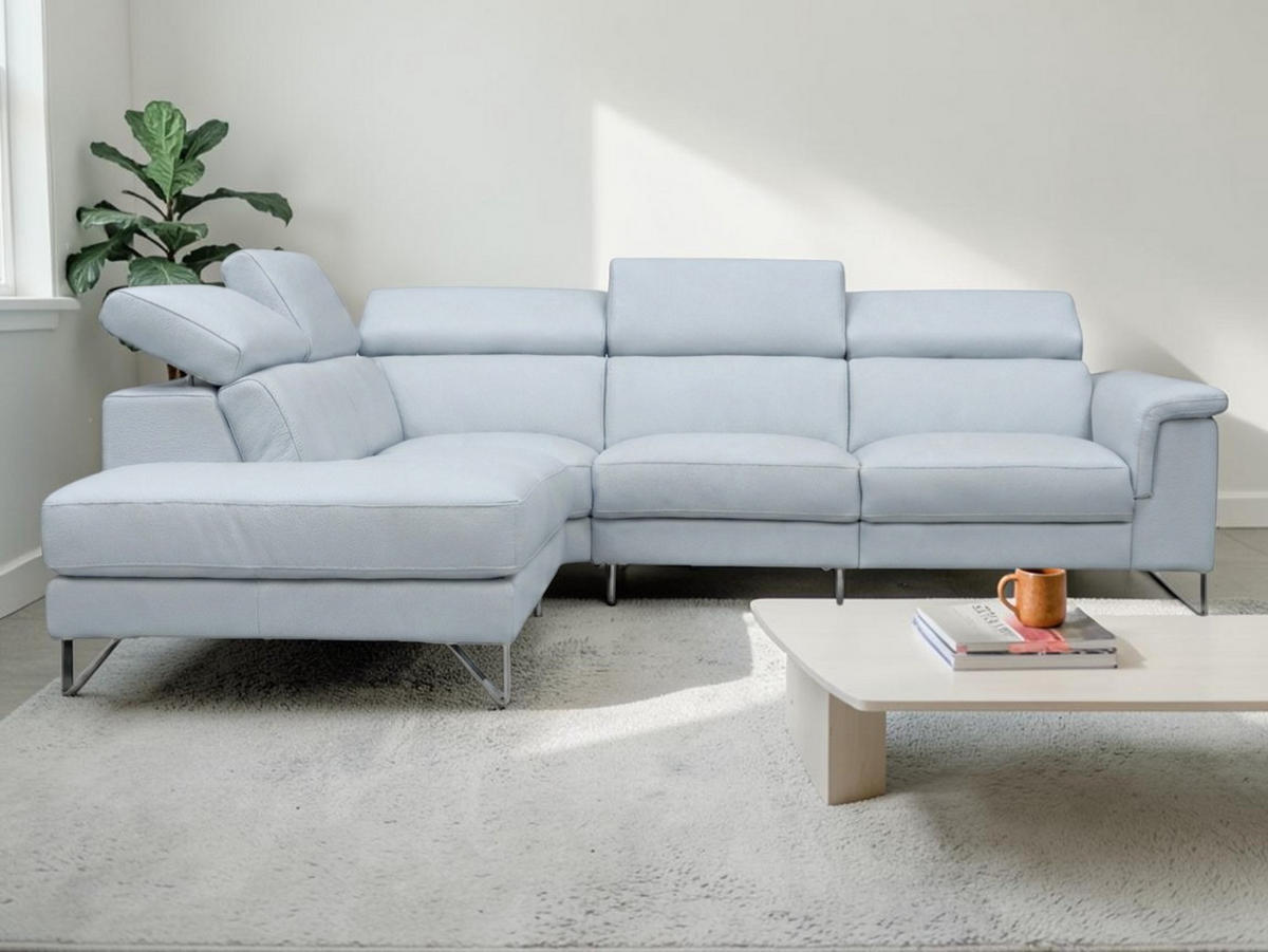 ECKSOFA Antares Echtleder Weiß - Weiß, Leder/Metall (224/276cm)