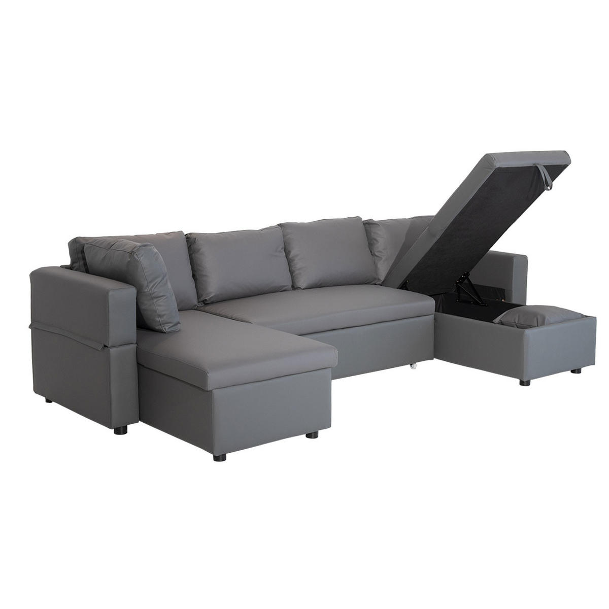 SOFA SCOTT Grau 4 Plätze - Dunkelgrau, Kunststoff (146/294cm) - Happy Garden