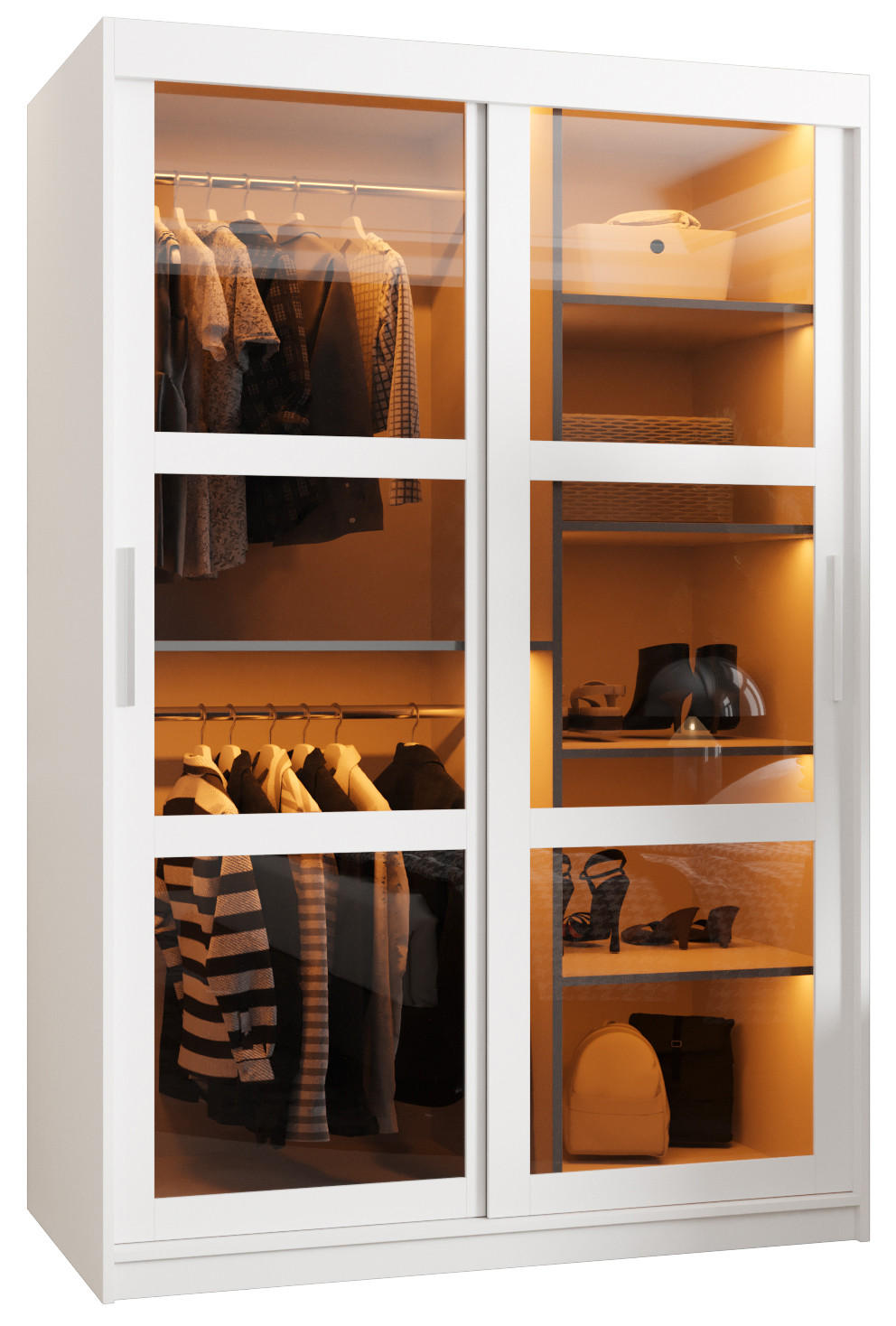 SCHWEBETÜRENSCHRANK 200/120/62 2-türig - Silberfarben/Weiß, Holz/Kunststoff (120/200/62cm) - Abiks Möbel