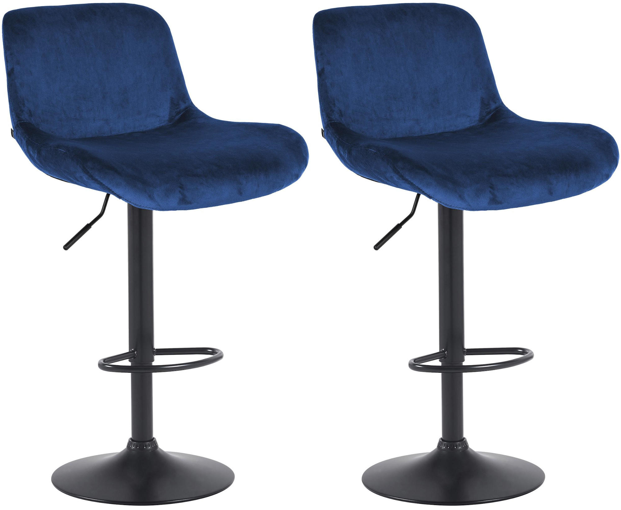 BARHOCKER 2er Set Samt Blau - Blau/Schwarz, Textil/Metall (50/85/50cm) - CLP