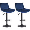 BARHOCKER 2er Set Samt Blau - Blau/Schwarz, Textil/Metall (50/85/50cm) - CLP