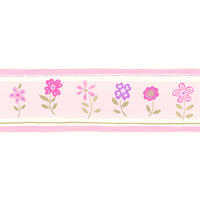SELBSTKLEBENDE Tapetenbordüre Blumen 500 x 17.6 cm - Pink, Papier (500/0.1cm) - ESTAhome