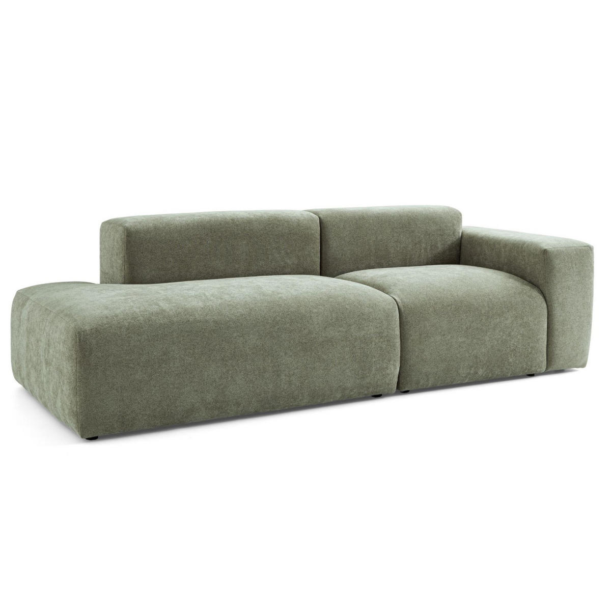 3-SITZER modulares Sofa HEAVEN SET 1 Links, Breite 255 cm Webstoff Grün - Schwarz/Grün, Holz/Kunststoff (255/71/102cm) - Muffo