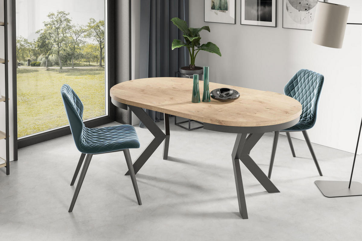 ESSTISCH EDDER Eiche hell 90x166x76 cm - Eichefarben, Holzwerkstoff (166/90/76cm) - FURNLUX