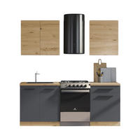 KÜCHENZEILE 140 cm - Nexa K13-G140 - in Grau / Matt - Schwarz/Eiche Artisan, Holz/Metall (140/212/58cm) - ROYAL24_MARKT