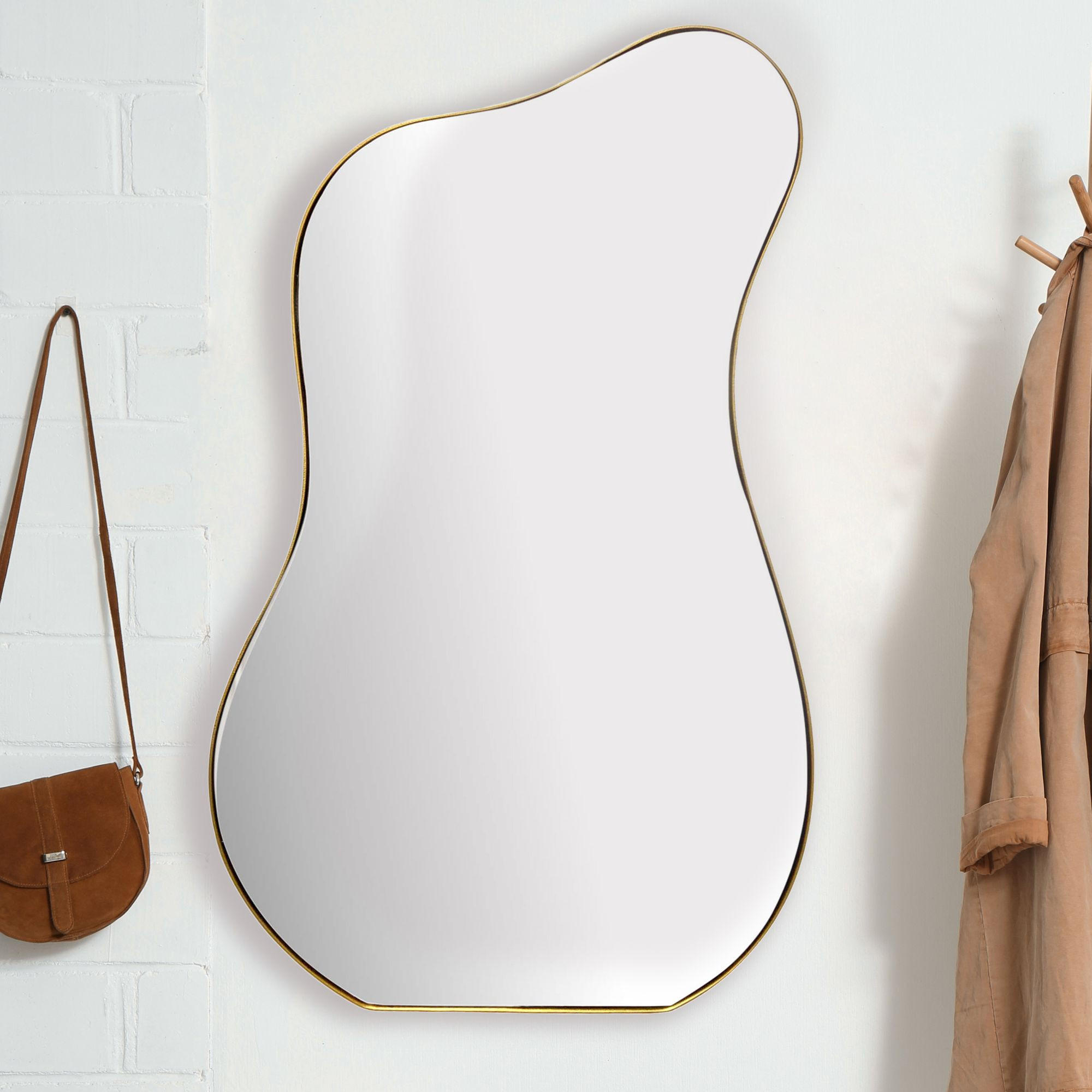 WANDSPIEGEL Asymmetrisch Metall Gold 60x100 cm Moderner Rahmen - Goldfarben, Glas (60/100/3cm) - KADIMA DESIGN