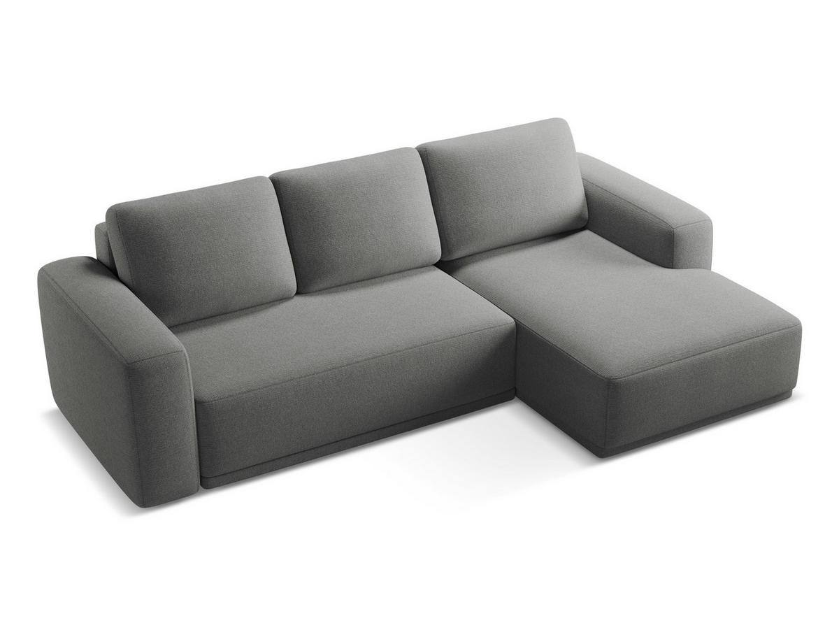 ECKSOFA mit Schlaffunktion Chenille Stoff Grau - Schieferfarben/Schwarz, Kunststoff/Textil (258/160cm) - Makamii