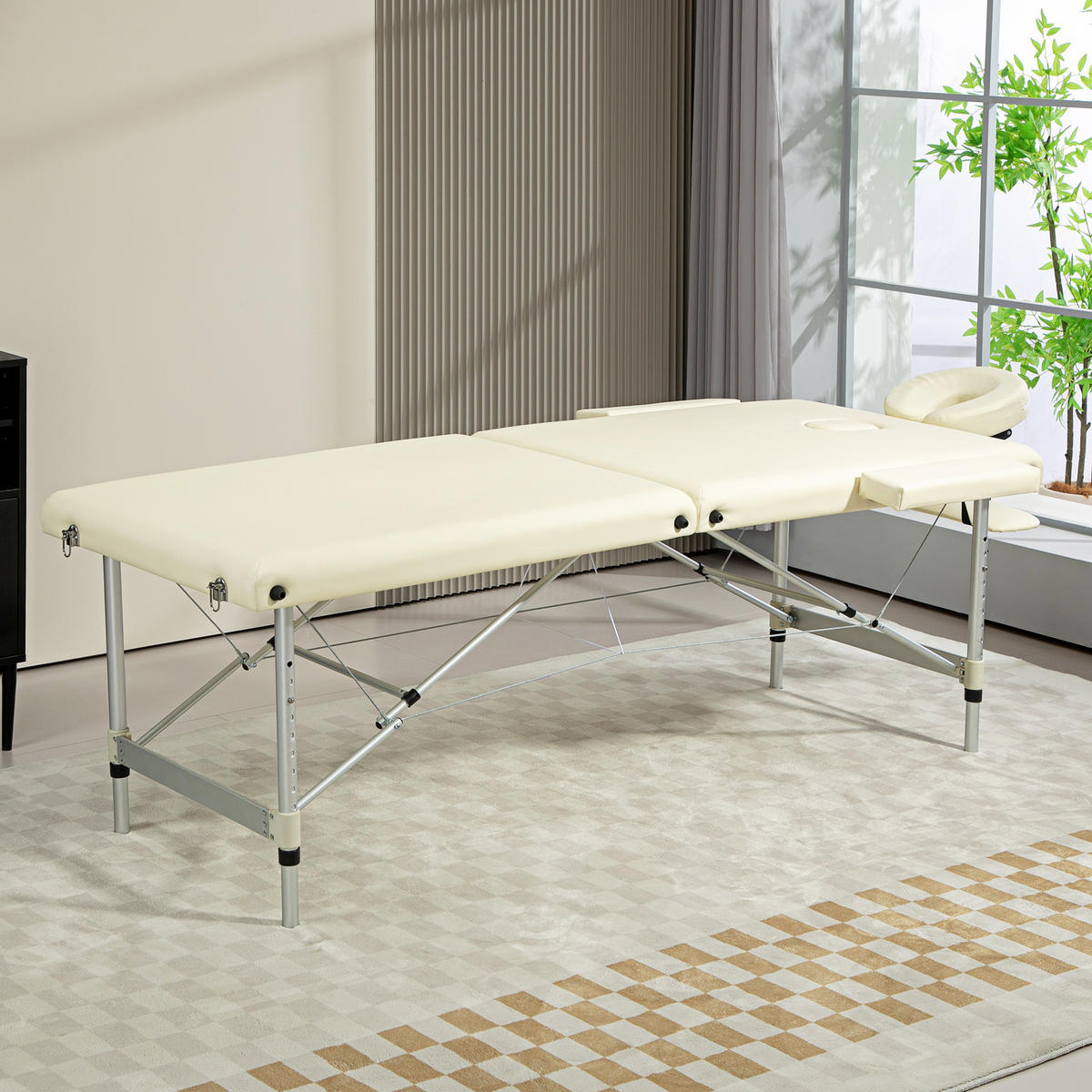 MASSAGELIEGE DE-18896 210x90 cm, höhenverstellbar, 225 kg Creme - Creme, Metall (90/84/210cm) - ComfortXL