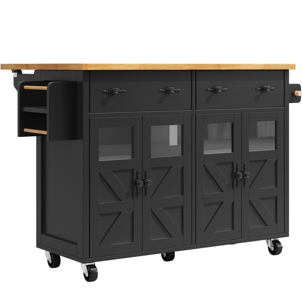 KÜCHENINSEL mit ausziehbarer Platte 140 cm Schwarz - Schwarz, Holz (73/93.5/140cm) - Beauniv