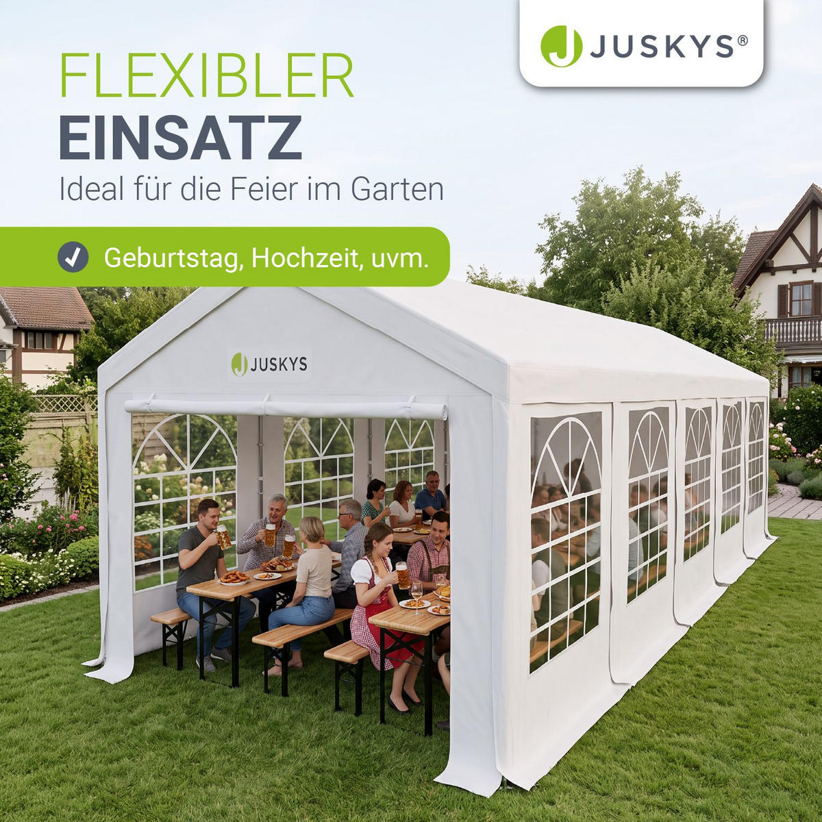FESTZELT Partyzelt Gala weiß 4x10 m - Weiß, Kunststoff (400/300/1000cm) - Juskys
