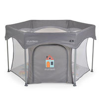 LAUFSTALL Playbox grau 139 x 118 cm, Matratze, Tragetasche, Öffnung, klappbar, Babyreisebett - Grau, Metall (118/74/139cm) - Cangaroo