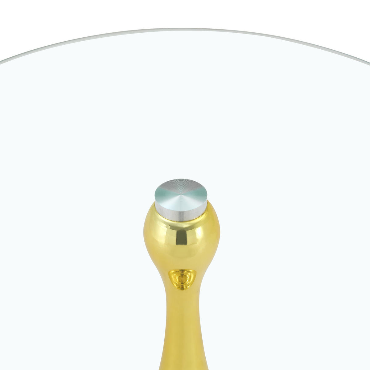 BEISTELLTISCH DE-37360 rund mit Glasplatte und geschwungenem Sockel Gold - Goldfarben, Metall (50/50/51.5cm) - ComfortXL