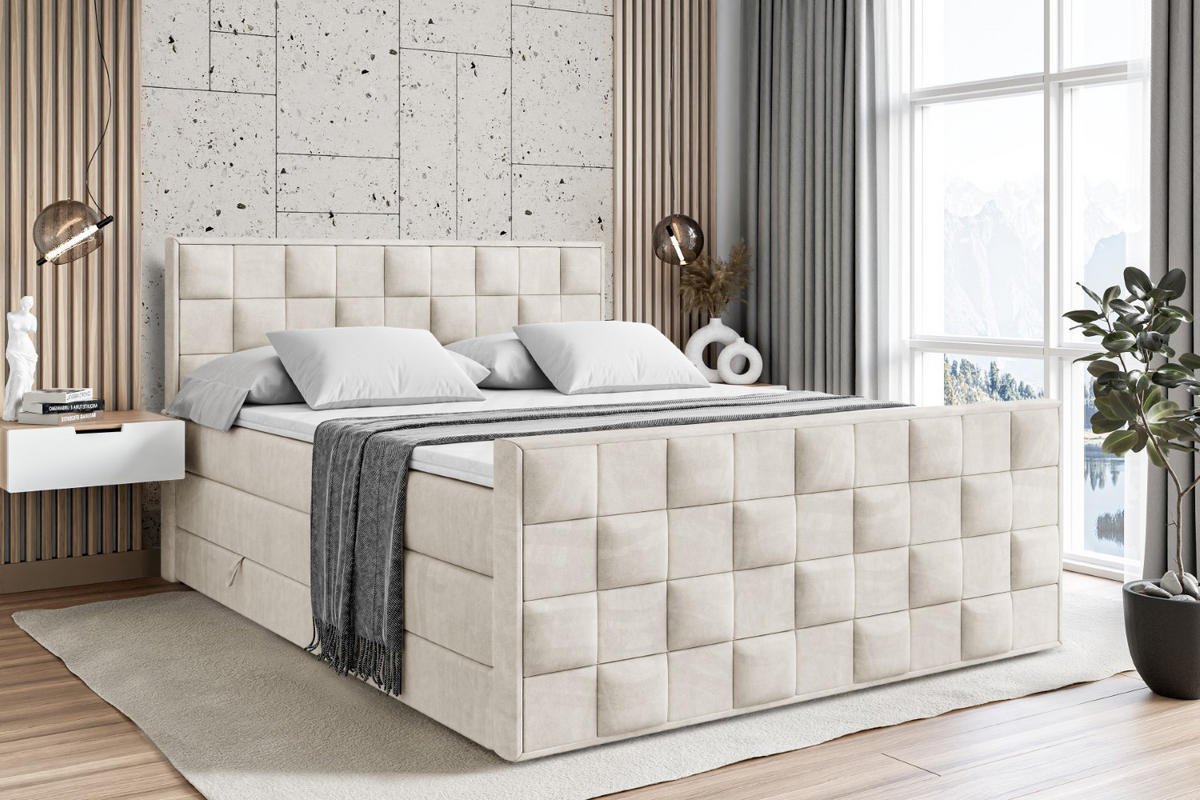 BOXSPRINGBETT ZAFIRA KING - 120 x 200 - H3/H4 - Ecru - Ecru, Holzwerkstoff (120/200cm) - ALTDECOR