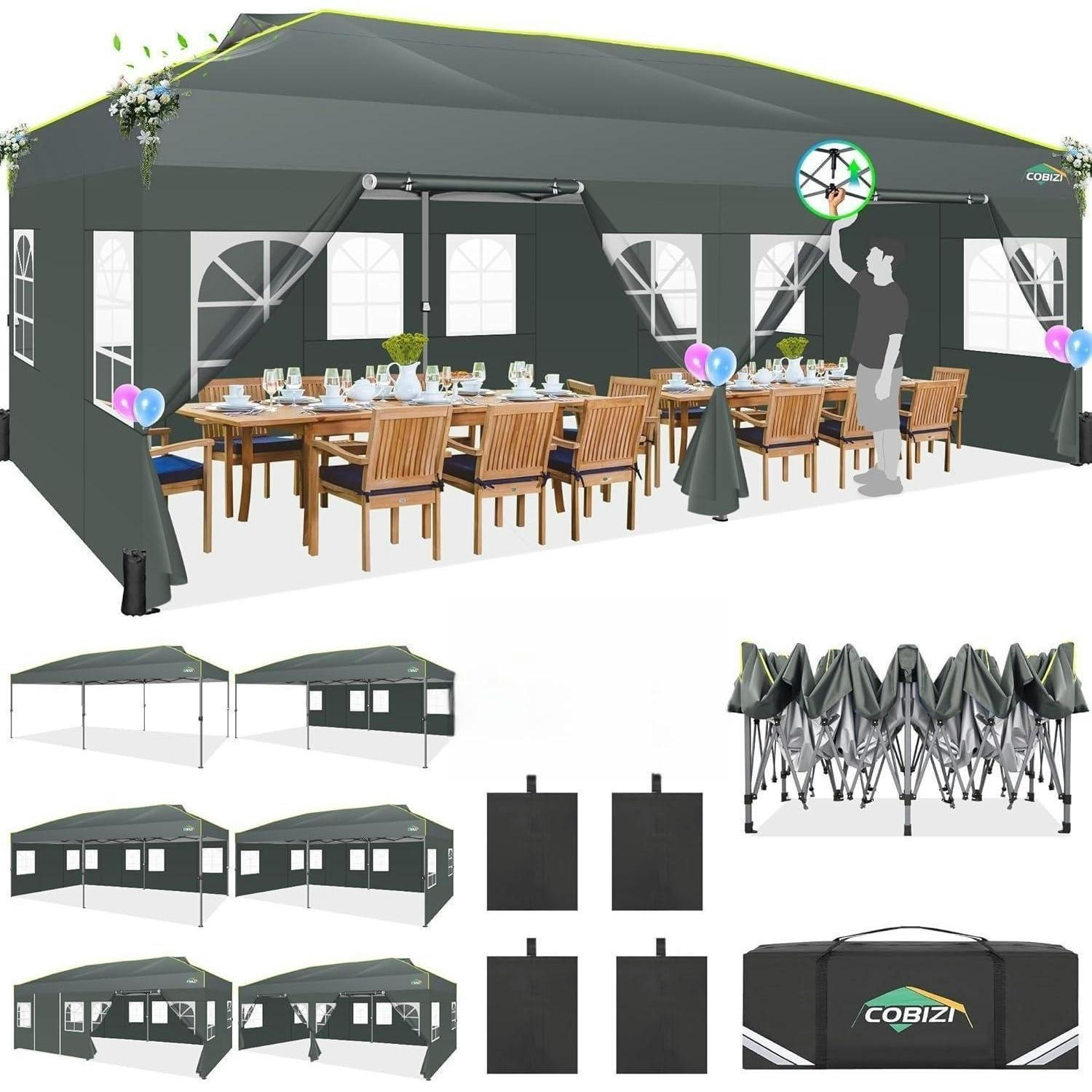 FALTPAVILLON 3x6m Grau mit 6 Seitenteilen und Belüftungsöffnungen - Grau, Textil (300/298/600cm)