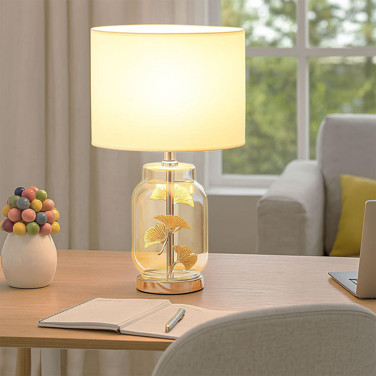 LED TISCHLEUCHTE Metall Weiß - Weiß, Glas (25/25/38cm) - Globo Lighting