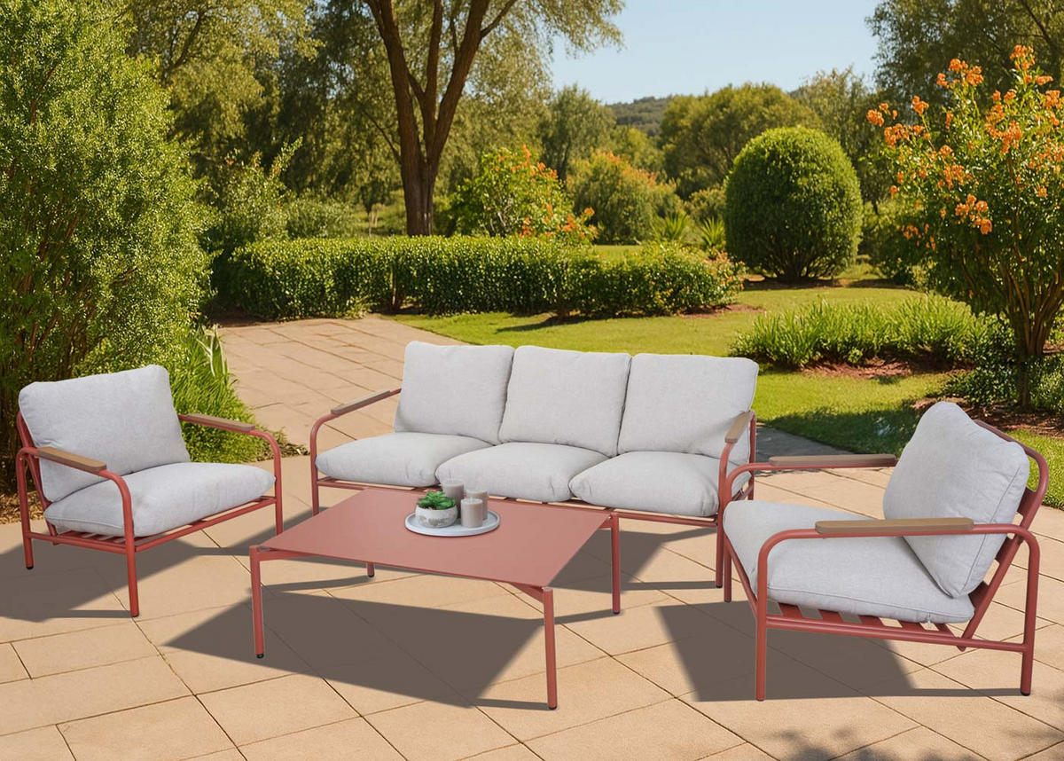 GARTENBANK Rot - Rot, Metall (184/81/81cm) - MCW