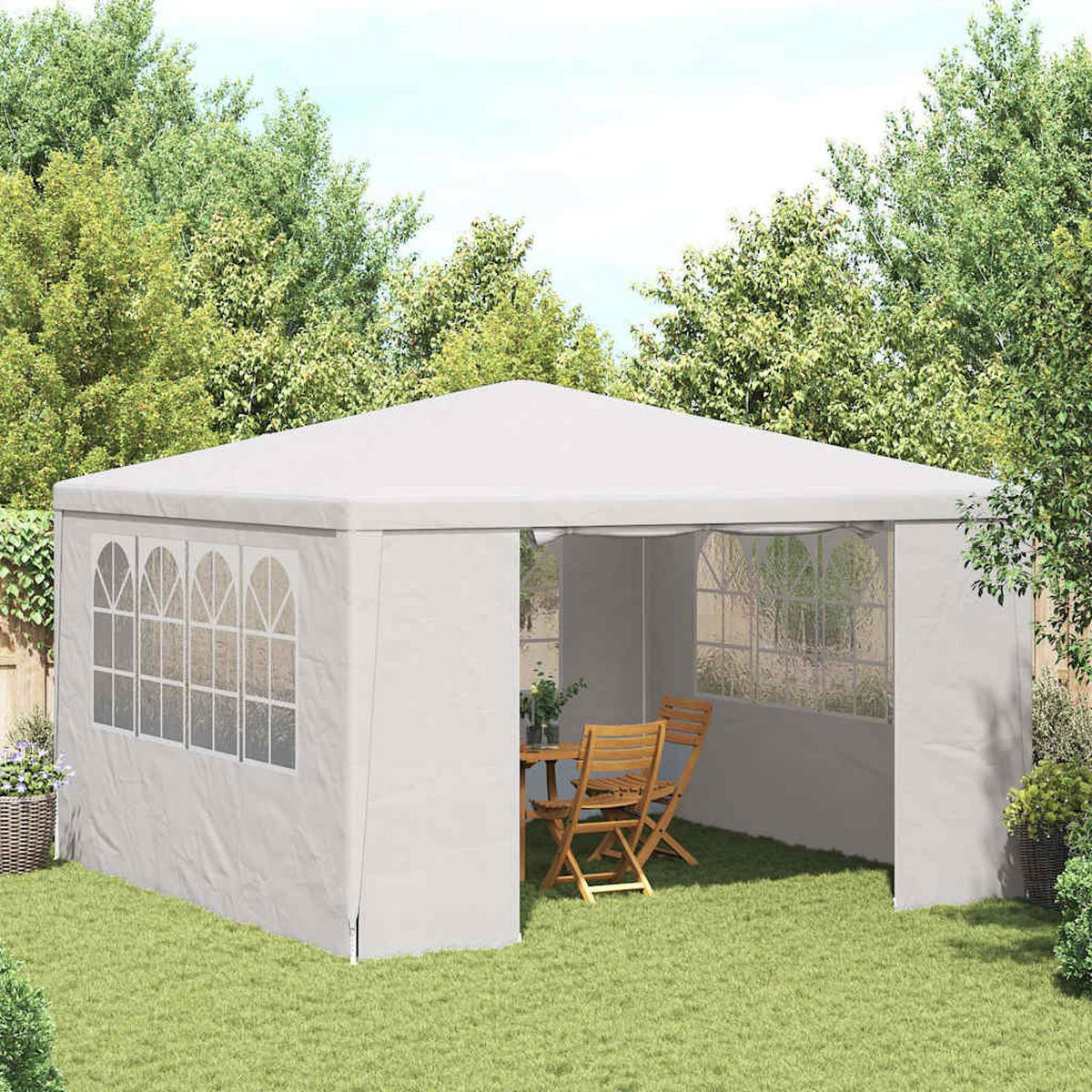 PROFI-PARTYZELT Mit Seitenwänden 4/4 M Weiss 90 G/M² - Weiß, Kunststoff (400/275/400cm) - vidaXL