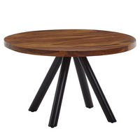 COUCHTISCH rund aus Massivholz und Metall, Handgefertigt - Schwarz/Braun, Holz/Metall (60/60/35cm) - KADIMA DESIGN
