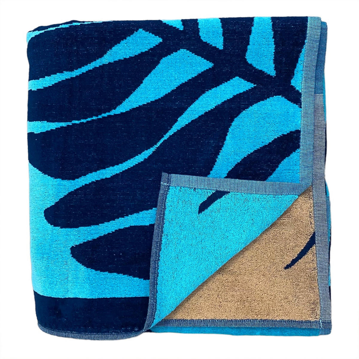 STRANDTUCH Frottee Velours Jacquard Harrington 140x180 400g/m² - Blau, Textil (140/180cm) - LE COMPTOIR DE LA PLAGE