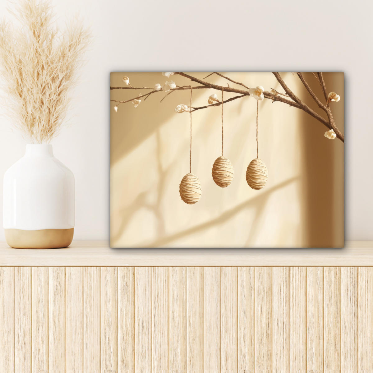 LEINWANDBILD Beige - Osterkuchen - Eier Wandbild 40x30 cm - Beige, Textil (40/30cm) - MuchoWow