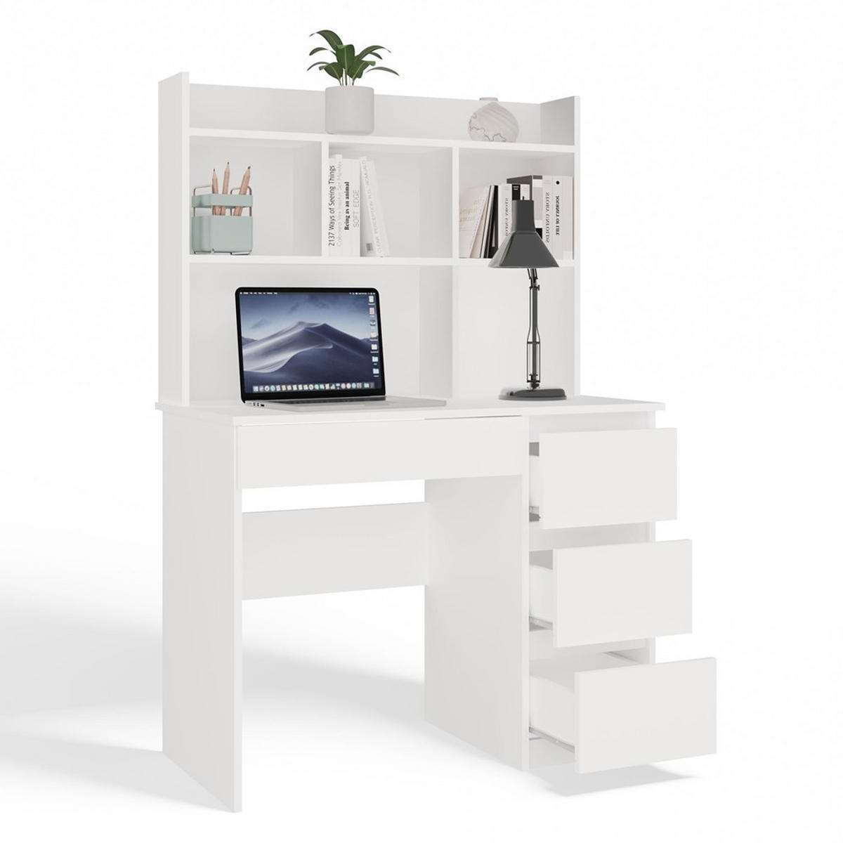 SCHREIBTISCH Weiß 98/146/52 - Weiß, Holzwerkstoff (52/98/146cm) - RAUMHIRSCH FURNITURE