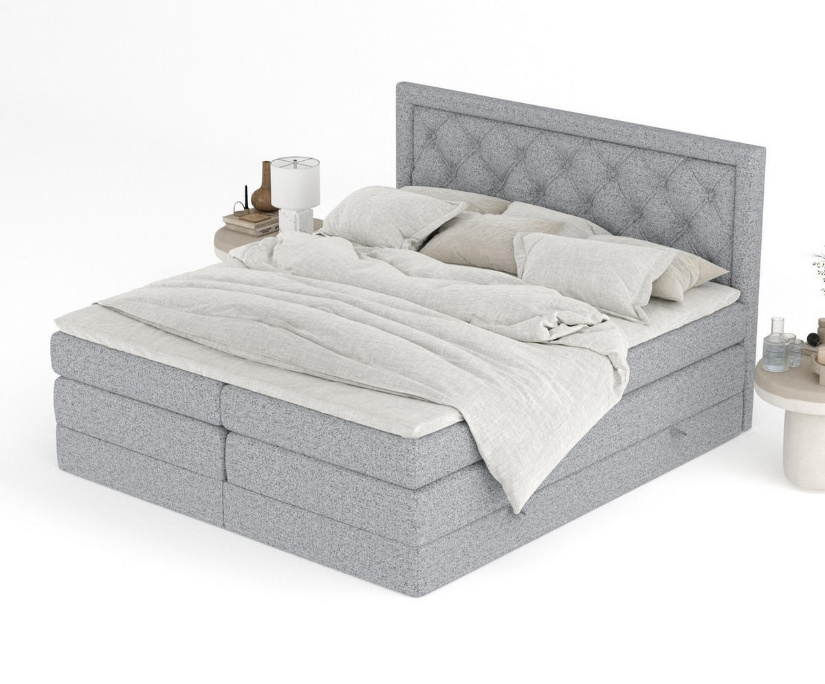 BOXSPRINGBETT Aurelia Grau 160/200 cm - Schwarz/Grau, Holz/Holzwerkstoff (160/200cm) - Maison de Reve