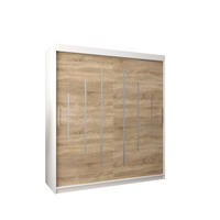 SCHWEBETÜRENSCHRANK 200/180/62 2-türig - Silberfarben/Weiß, Holz/Kunststoff (180/200/62cm) - Abiks Möbel
