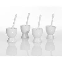 EIERBECHER-SET mit Löffeln Weiß 5,2/5,2/6 cm - Weiß, Keramik (5.2/6/5.2cm) - Excellent Houseware