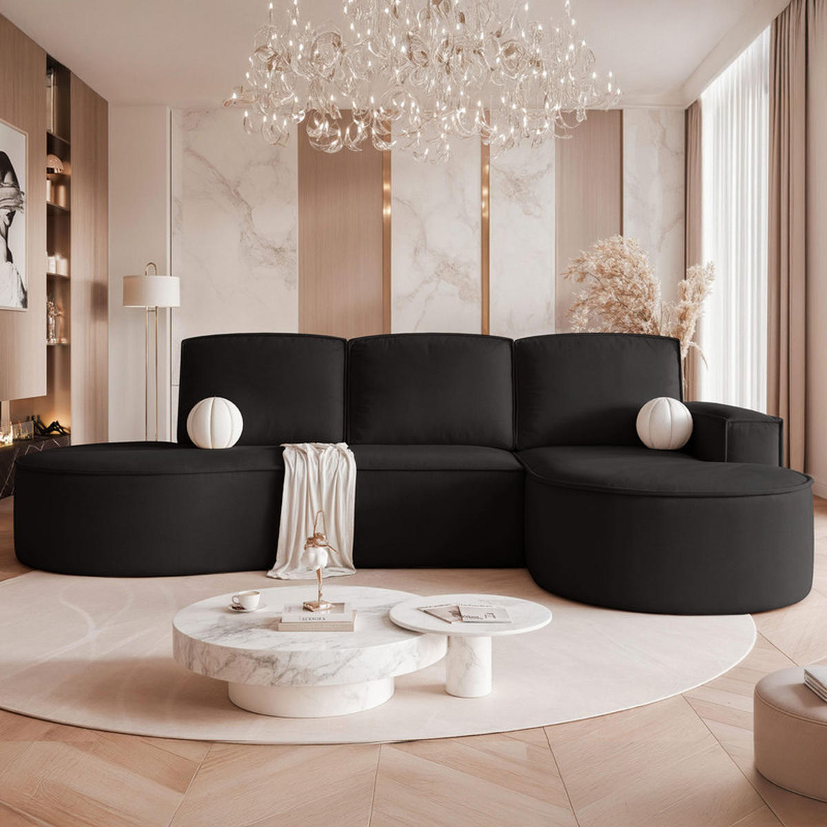 ECKSOFA SOFIA mit Schlaffunktion und Bettkasten Anthrazit - Anthrazit, Holzwerkstoff/Kunststoff (277/157cm) - Idohome