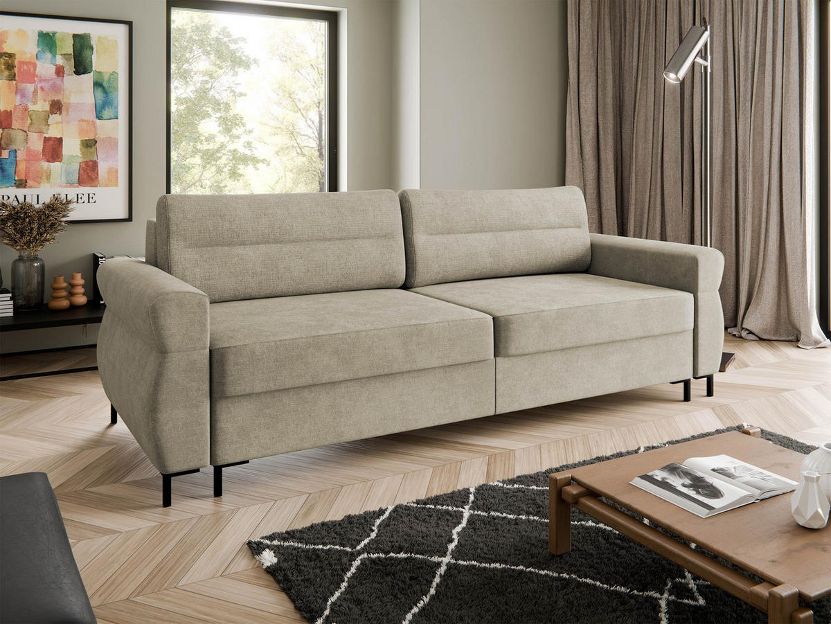 SCHLAFSOFA Berne - Beige/Schwarz, Holz/Kunststoff (238/92/95cm) - MIRJAN24