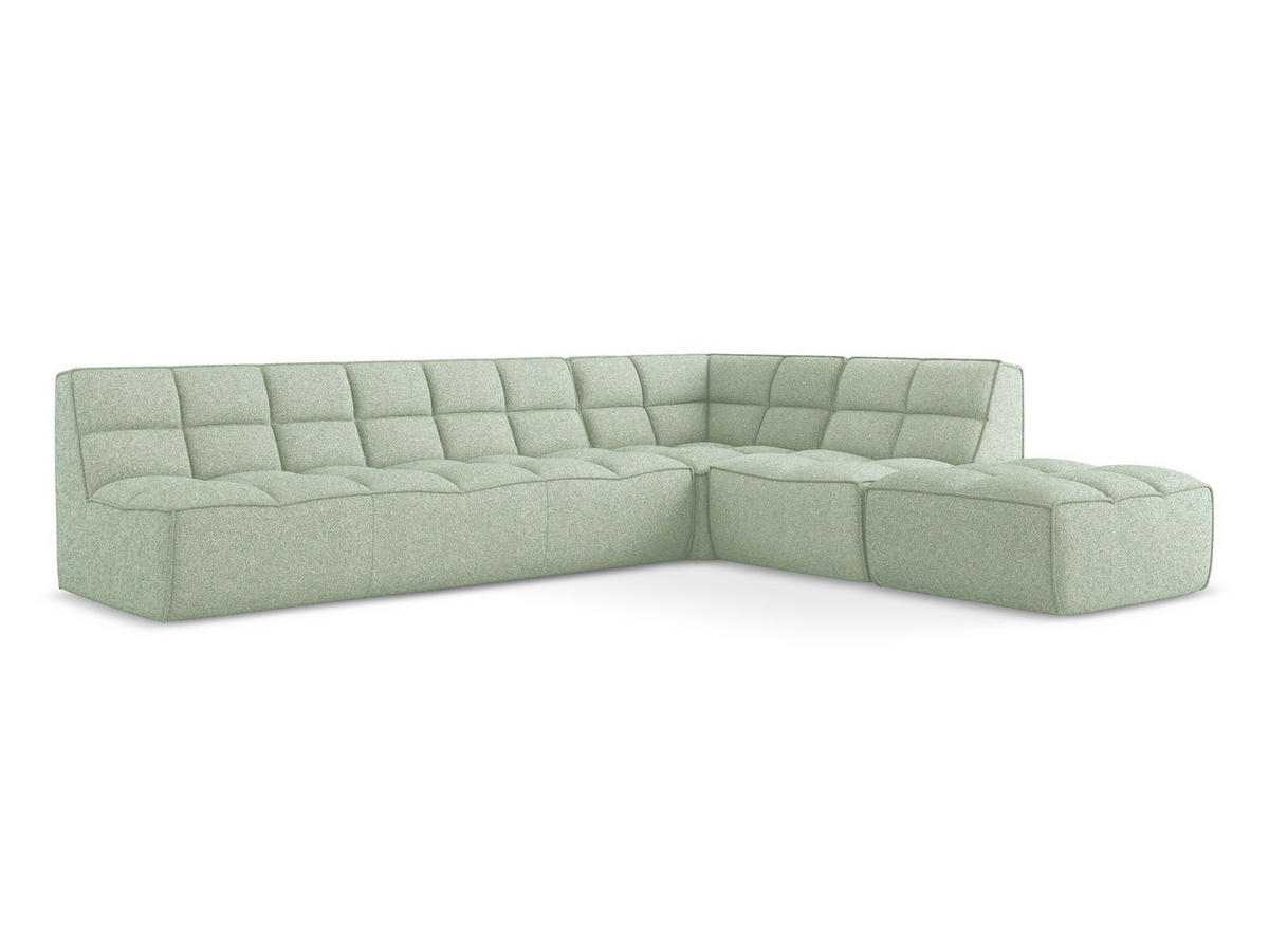 ECKSOFA Beidseitig Strukturstoff Stoff Grün - Schwarz/Hellgrün, Kunststoff/Textil (308/258cm) - Makamii