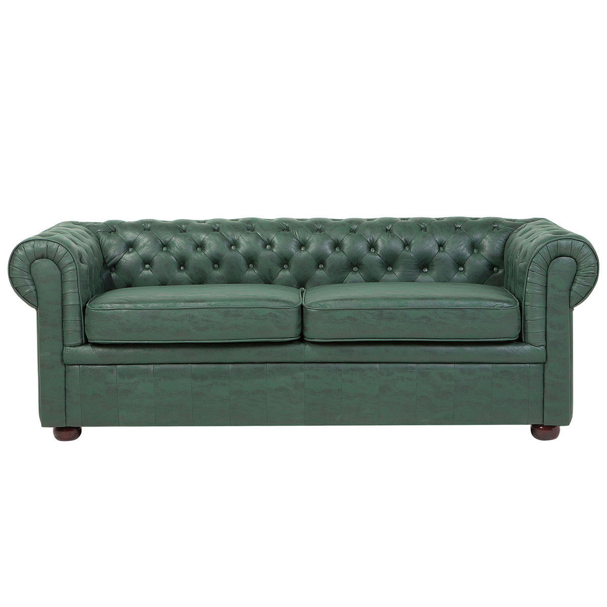 3-SITZER-SOFA Kunstleder Grün Chesterfield - Grün, Textil (195/70/76cm) - Beliani