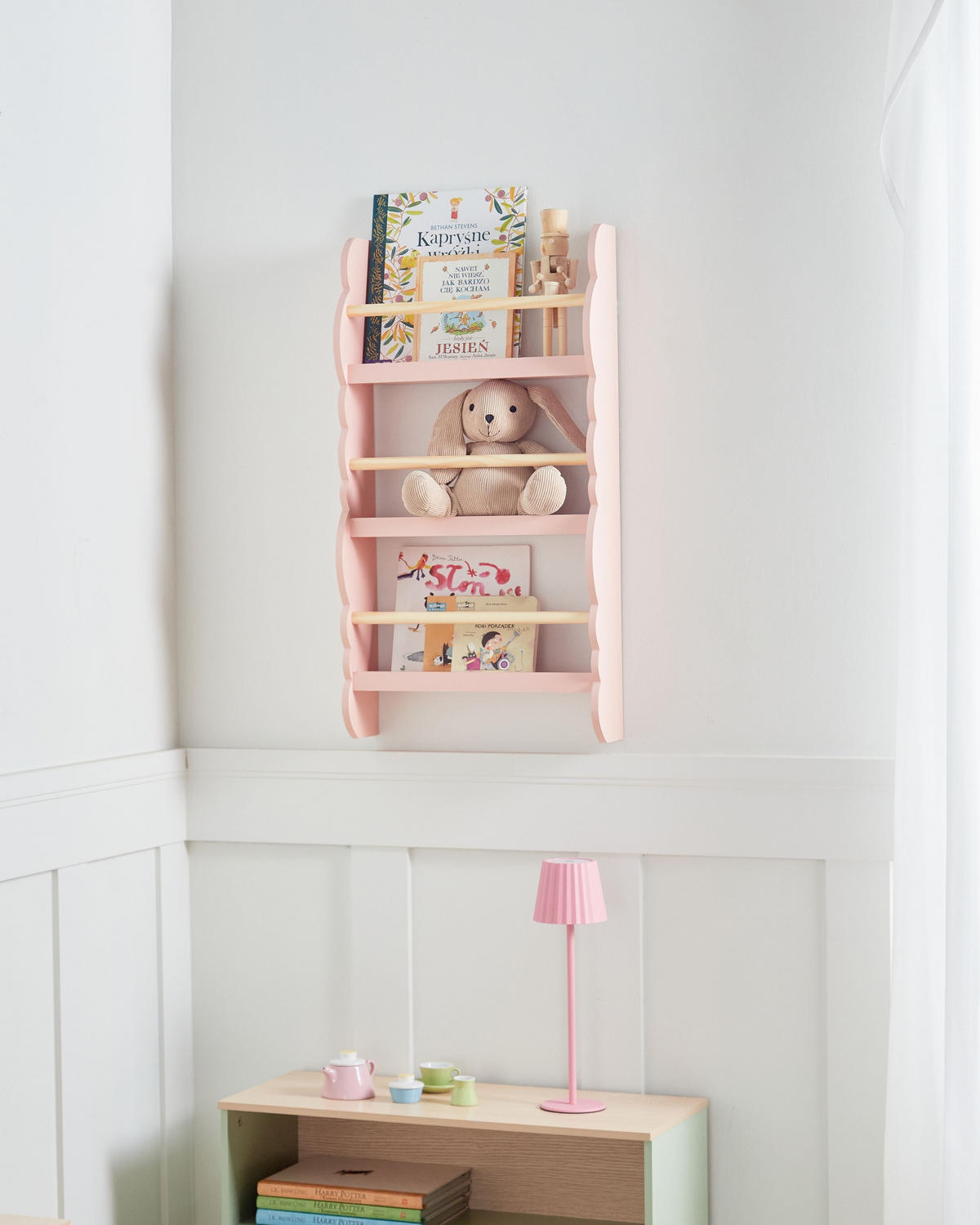 WANDREGAL Rigolet 80 cm Rigolet - Pink/Braun, Holzwerkstoff (43/80/14cm) - Beliani