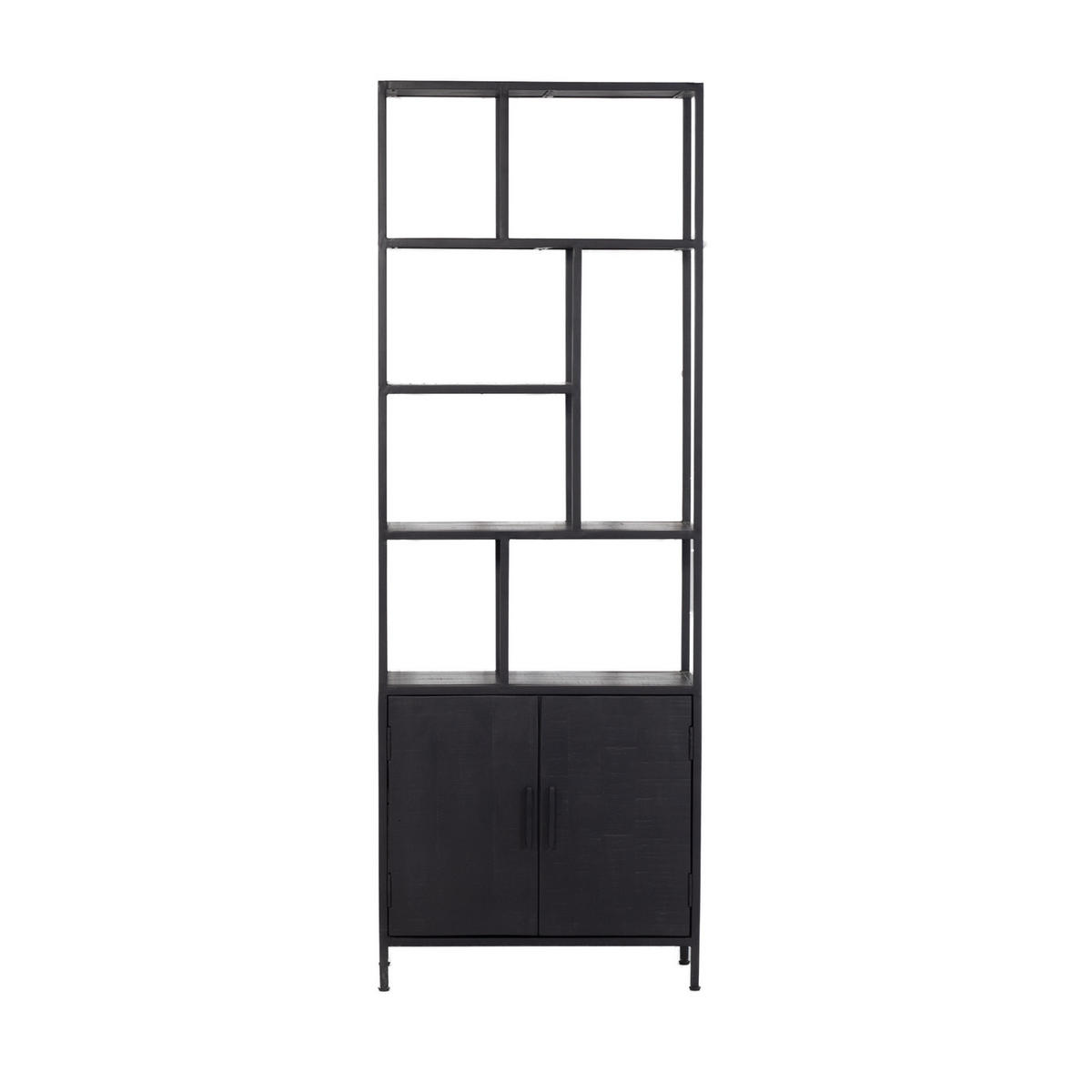 REGAL aus Metall und Holz 75x36x210cm, schwarz - Schwarz, Holz (75/210/36cm) - Giga Meubel